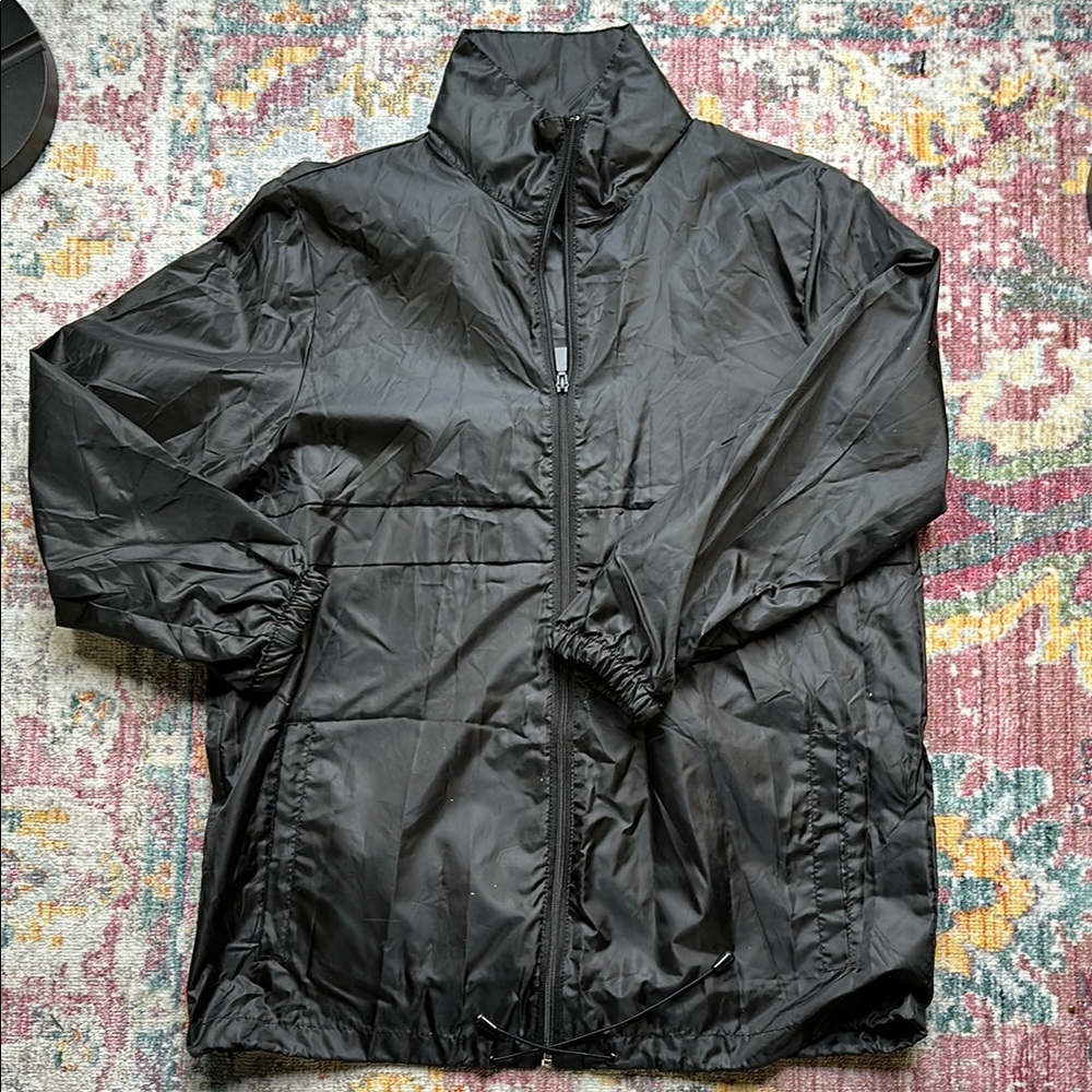 Totes Packable Black Windbreaker Jacket S/M | Lightweight Raincoat | Unisex